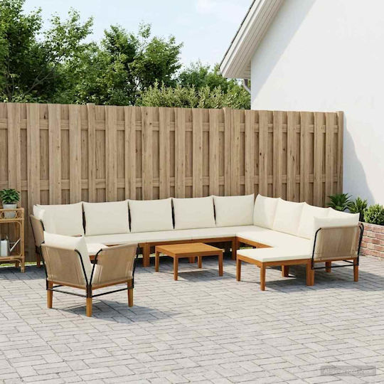 Garten- und Outdoor-Möbelsets Wohnzimmer Typsatz 12 Stück Beige mit Kissen Garten- und Outdoor-Möbelsets Wohnzimmer Typsatz 12 Stück Beige mit Kissen