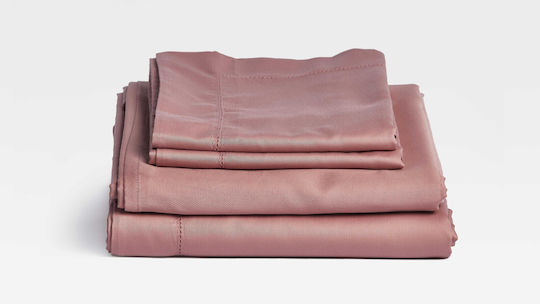 Valeria Home Set Huse Pentru Pilote 200x220cm Dublu Cu 2 Fețe De Pernă & 1 Cearșaf Roz
