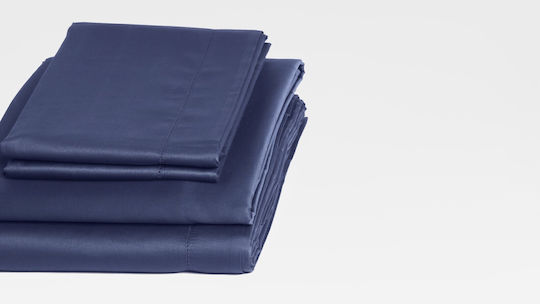 Valeria Home Set Huse Pentru Pilote 200x220cm Dublă Cu 2 Fețe De Pernă & 1 Cearșaf Albastru Închis