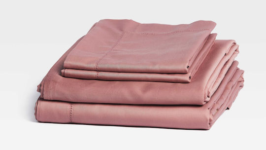 Valeria Home Duvet Cover Set 200x220cm Double With 2 Pillowcases & 1 Bed Sheet Pink