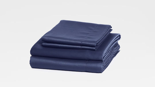 Valeria Home Set Huse Pentru Pilote 200x220cm Dublu Cu 2 Fețe De Pernă & 1 Cearșaf Albastru Închis
