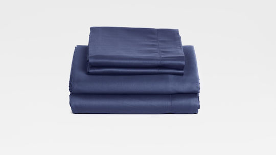 Valeria Home Set Huse Pentru Pilote 220x240cm Superdublu Cu 2 Fețe De Pernă Și 1 Cearșaf Albastru Închis