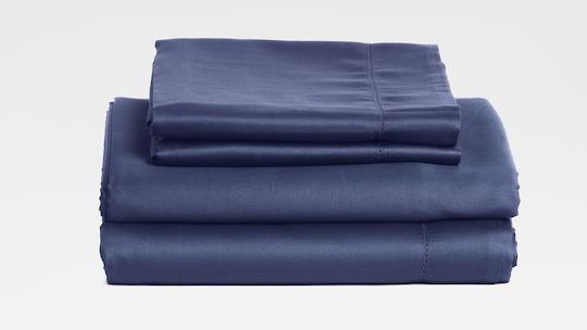 Valeria Home Set Huse Pentru Pilote 220x240cm Superdublu Cu 2 Fețe De Pernă Și 1 Cearșaf Albastru Închis