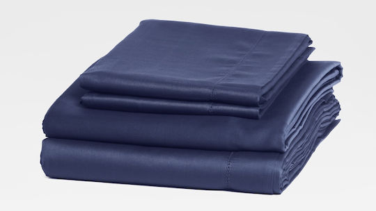 Valeria Home Set Huse Pentru Pilote 220x240cm Supra-dublă Cu 2 Fețe De Pernă & 1 Cearșaf Albastru Închis