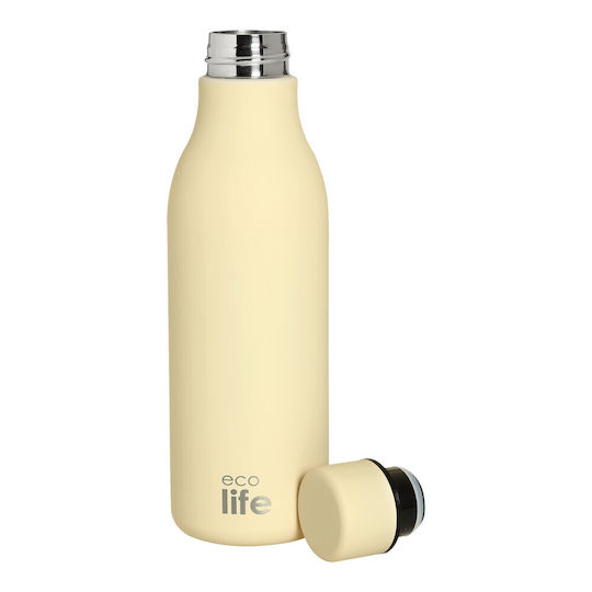 Ecolife Recyclable Thermos Bottle Stainless Steel / Plastic BPA Free 550ml Cream Ecru