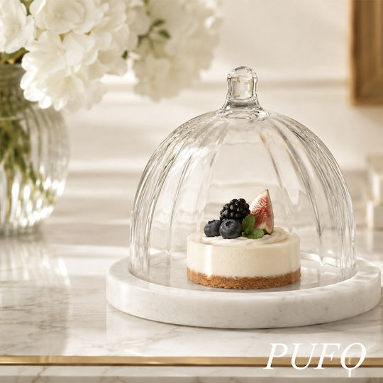 Glass Cake Stand with Lid White 13.5x13.5x10cm