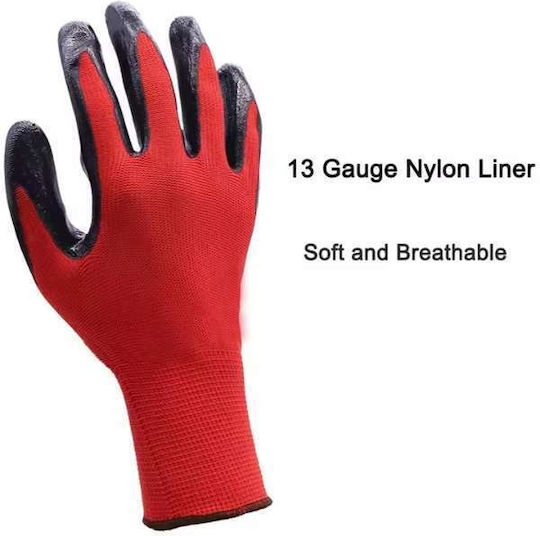 Set 2 Mercaton mănuși cu palme acoperite cu latex mărimea 13 respirabile roșu negru mărimea 9 L