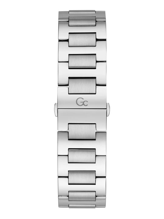 GC Watches Ανδρικό Ρολόι 37mm Μπαταρίας με Ασημί Μεταλλικό Μπρασελέ