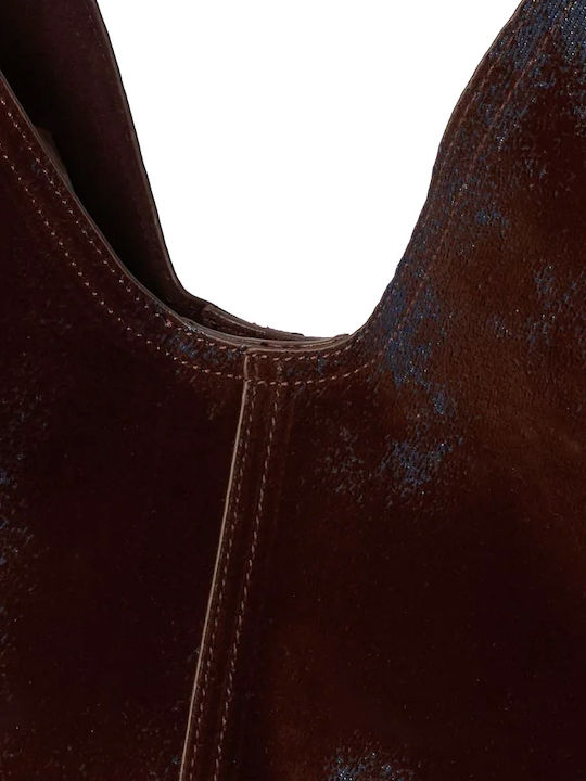 Leather Women's Shopper Bag Suede Brown