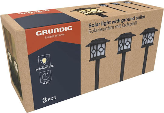 Grundig Σετ 3 Καρφωτά Ηλιακά Φωτιστικά Θερμό Λευκό με Φωτοκύτταρο IP44