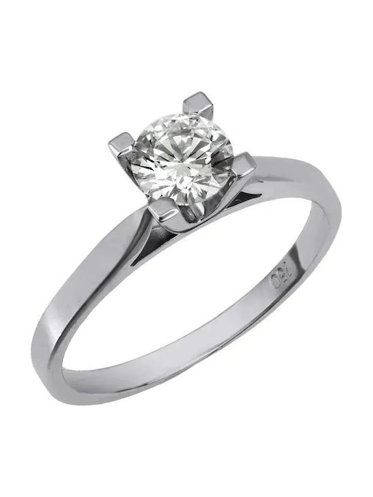 Einzelner Steine Ringe aus Weißgold 18K mit Diamant
