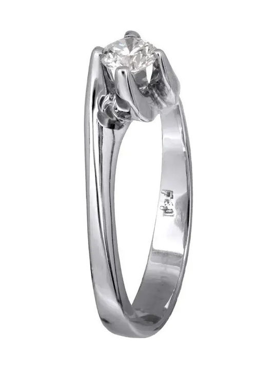 Inel Din Aur Alb 18K Cu Diamant