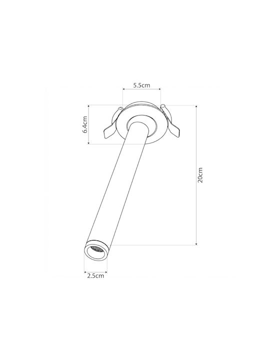 kelvo Metallic Recessed Spot with Built-in LED and Warm White Light White 6.4x6.4cm