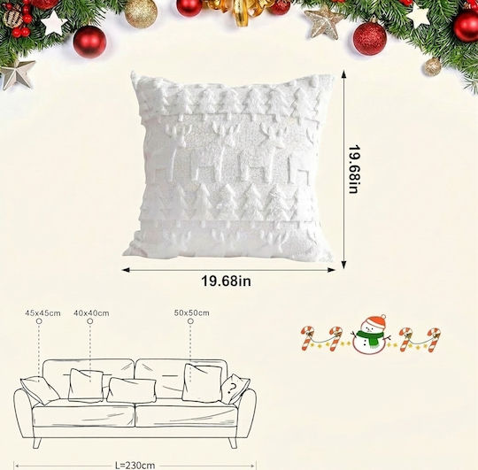 Decorative Christmas Fluffy White Pillowcases 4 Pcs 50 X 50 Cm