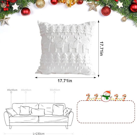 Weihnachtsdekorative Kissen Flauschige Weiße 4 Stücke 45 x 45 cm