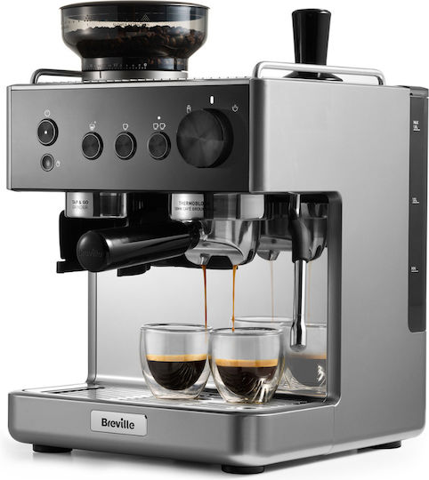 Breville Barista Classic Automatic 15bar Pressure Espresso Machine for Cappuccino with Grinding Mill Silver VCF186X-01
