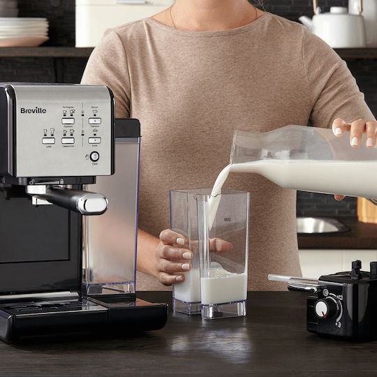 Breville Prima Latte II Μηχανή Espresso Πίεσης 19bar για Cappuccino Black/Silver VCF108X-01