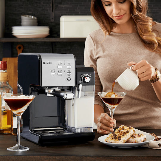 Breville Prima Latte II Μηχανή Espresso Πίεσης 19bar για Cappuccino Black/Silver VCF108X-01