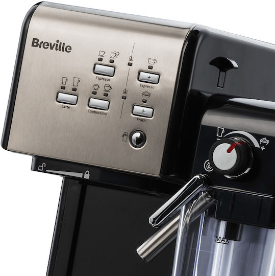Breville Prima Latte II Μηχανή Espresso Πίεσης 19bar για Cappuccino Black/Silver VCF108X-01