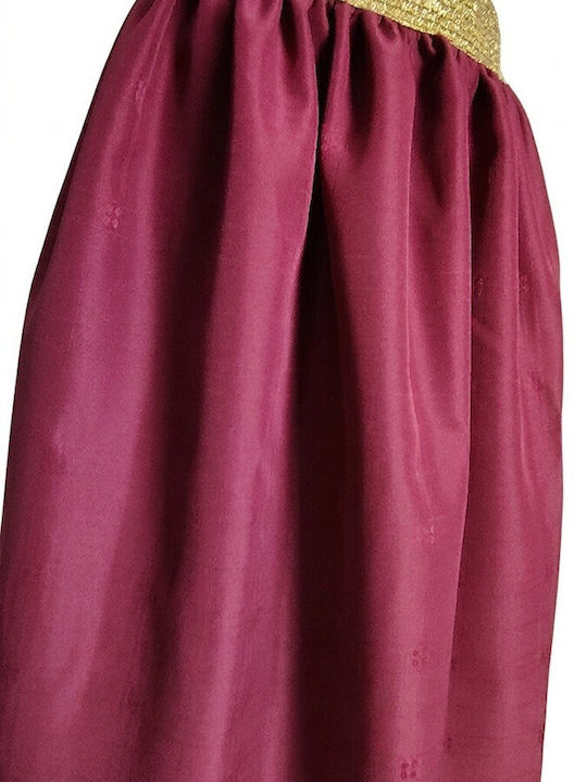 Damen Traditioneller Rock Brokat Burgunder Elastische Goldene Gürtel Mark177 Burgundy Damen Traditioneller Rock Brokat Burgunder Elastische Goldene Gürtel Mark177 Burgundy