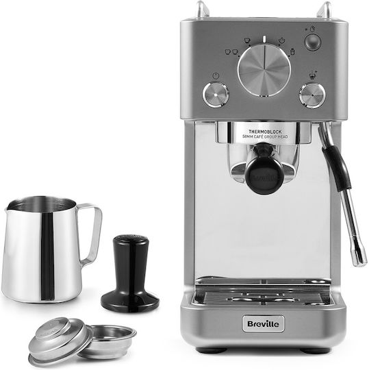 Breville Slimline Barista Manual Espresso Machine 15bar Pressure for Cappuccino Silver VCF185X-01