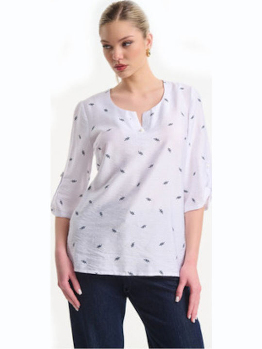 Damen Bluse Weiß 03-7406-Weiße