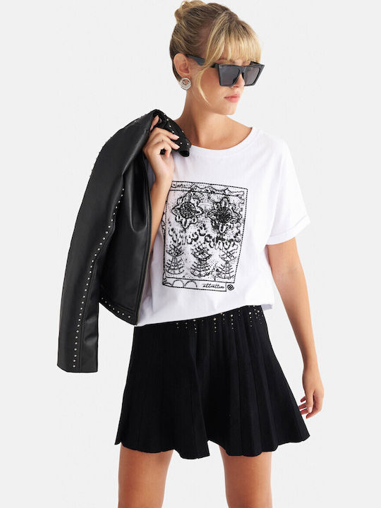 Women's Summer Cotton Short Sleeve Blouse White