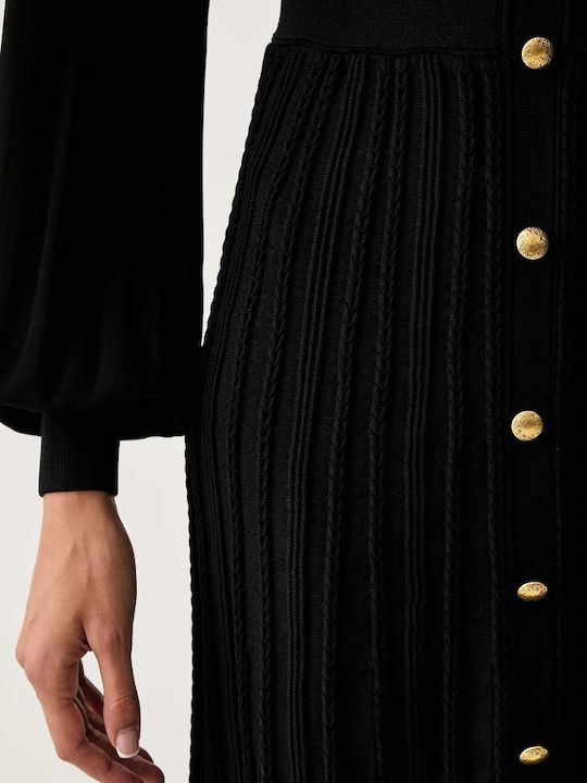 Rochie-Cămașă Midi Neagră