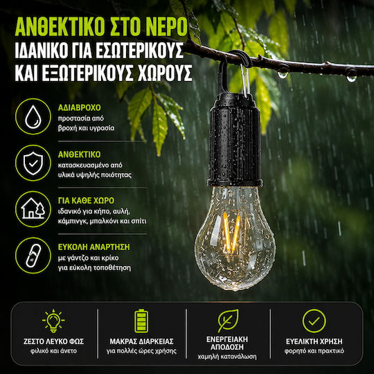 Αξεσουάρ Φωτισμού Led Επαναφορτιζόμενο για Camping Αδιάβροχο Λευκό