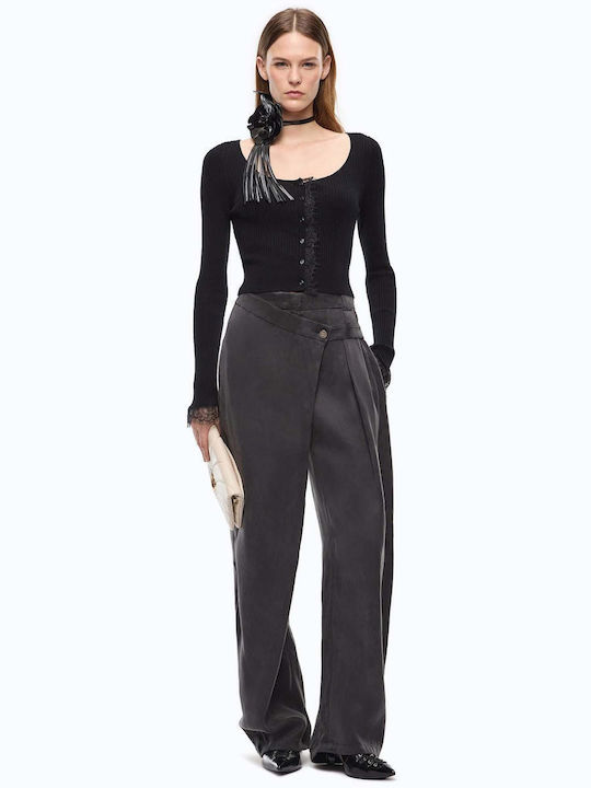 Damen Stoffhose in Karotte Passform Grau