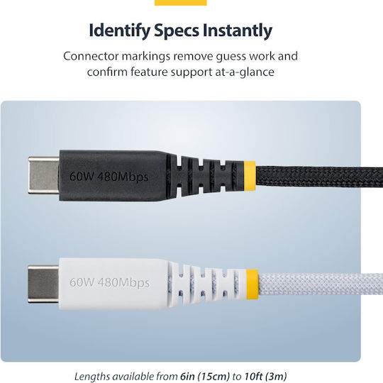 StarTech USB 2.0 Kabel USB-C männlich - USB-C 60W Power Delivery Schwarz USB2CC3MNCBR