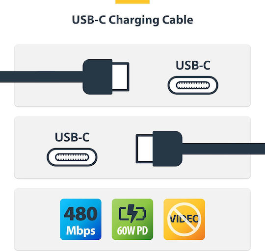 StarTech USB 2.0 Cable USB-C male - USB-C 60W PD Μαύρο 1m USB2CC1MNCBR