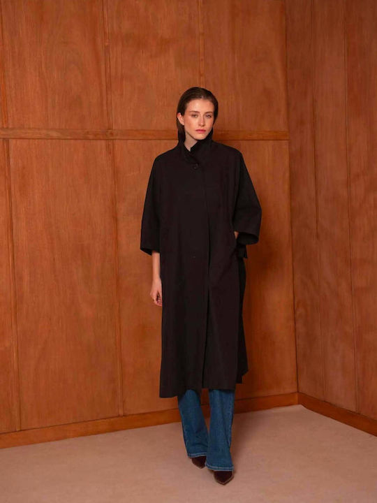 Women's Black Oversized Gabardine