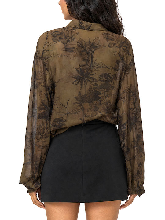 Long Sleeve Women's Shirt Camel Brown