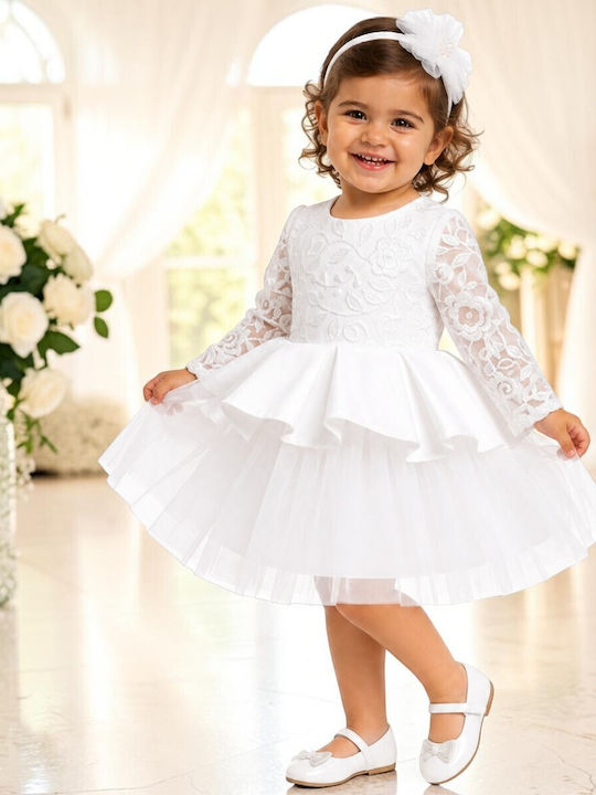 Kinderkleid mit Spitze Weiß