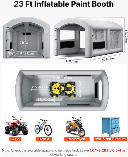 Vevor Надуваема Кабина за Боядисване 6 X 3 X 2,5 M Вентилатори 550w+750w Cqspqfwgjf209u0zr001v2