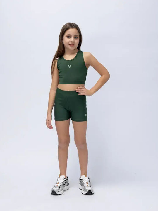 Kinderoberteile Crop Top Ärmelloses Grünes