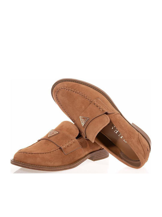 Leather Women's Loafers in Brown Colour