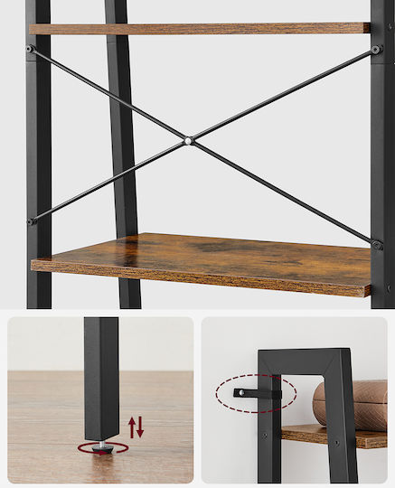 Vasagle Bibliothek Braun Rustikal/Schwarz 56x34.5x171.5cm