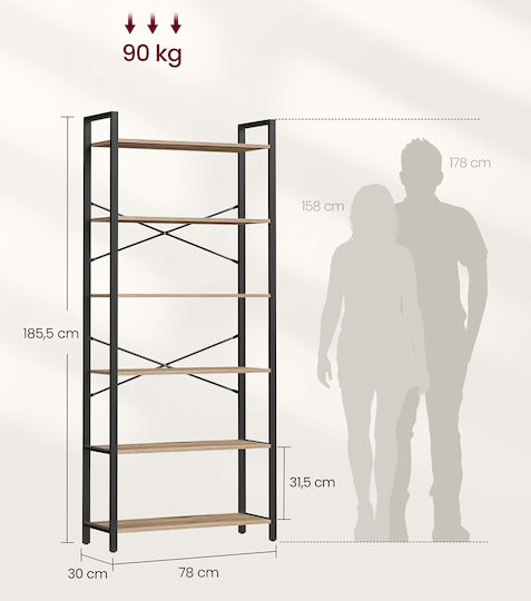 Bibliotecă Bej/negru 78x30x185.5cm