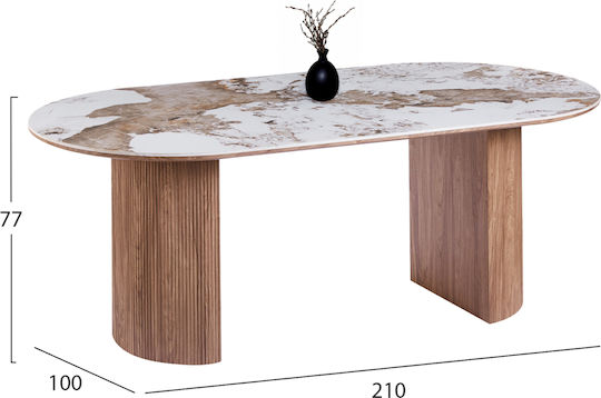 Marblex Dining Room Set with 8 Chairs 210x100cm