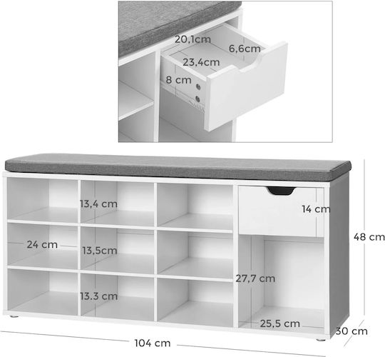 Hallway Furniture with Shoe Rack & Bench Particle Board 104x30x48cm