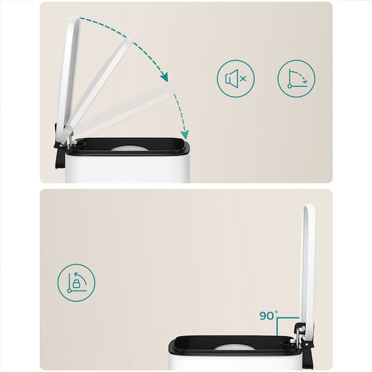 Songmics Μεταλλικό Καλαθάκι Μπάνιου Soft Close 8lt Λευκό