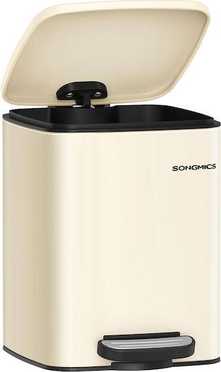 Songmics Metallic Bathroom Bin Soft Close 6lt Beige