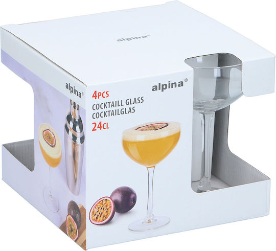 Alpina Σετ Ποτήρια Κοκτέιλ/Ποτού από Γυαλί 240ml 871125242847 4τμχ