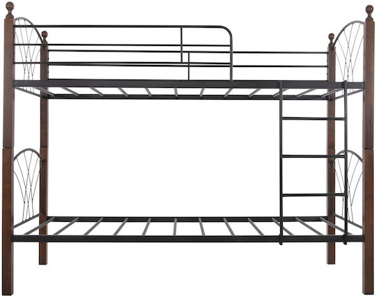 Kids Bed Bunk Single with Mattress Black 90x190cm