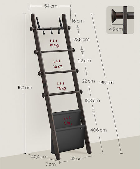 Vasagle Badezimmerhaken & -halter 54x160cm Schwarze