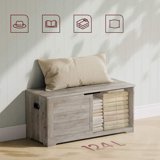 Vasagle Cufăr Decorativ Din Lemn Gri 100x40x46cm