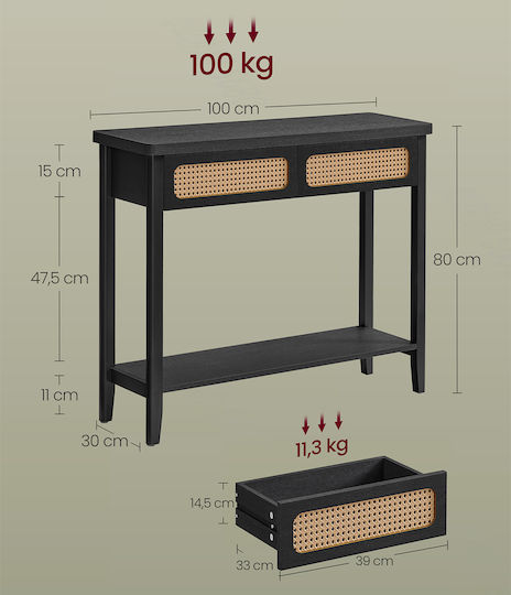 Consolă din lemn L100xl30xÎ80cm