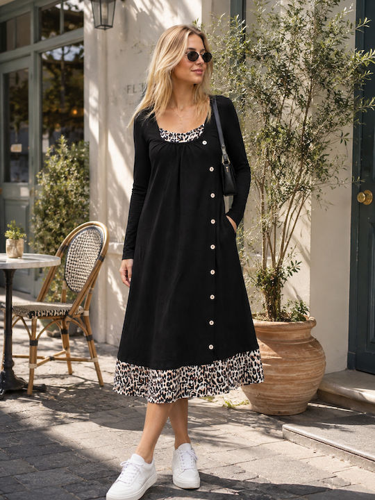 Rochie Midi Satin Negru